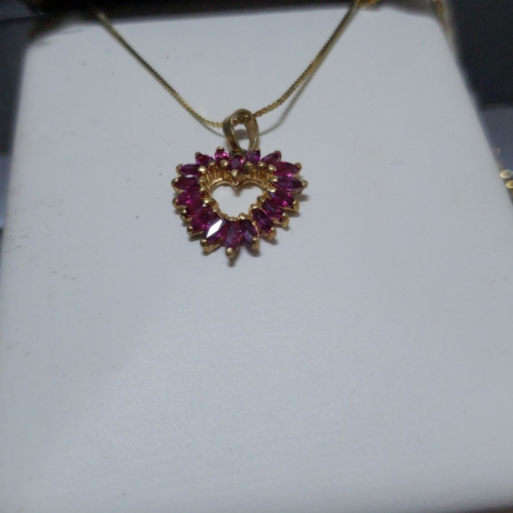 Gold and Red Ruby heart shaped Pendant